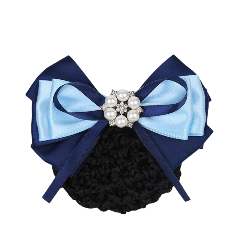 Résille bleu marine et ciel avec perles pour cheveux