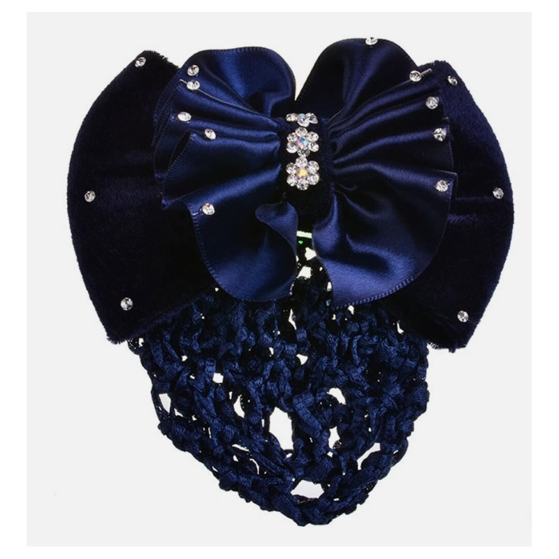 Résille marine et velours strass pour cheveux