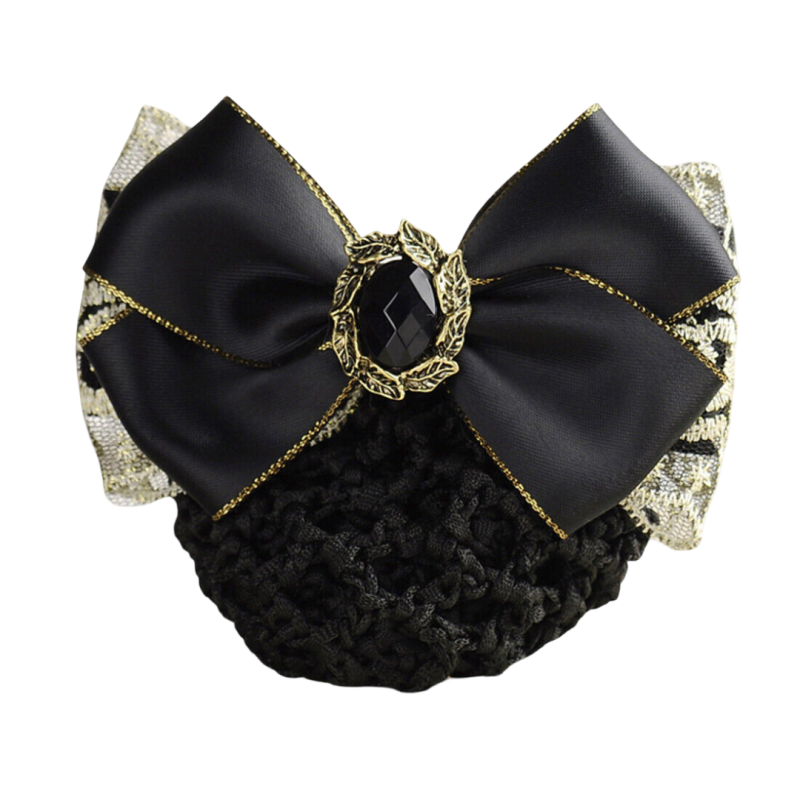 Résille noire avec bijou central pour cheveux