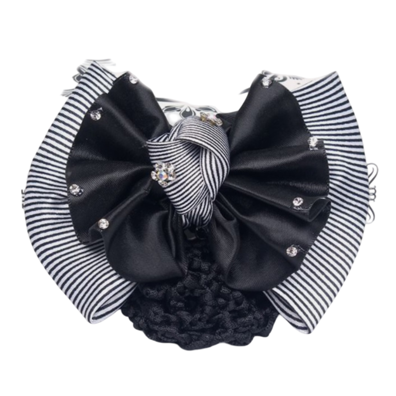 Résille noir rayé strass pour cheveux