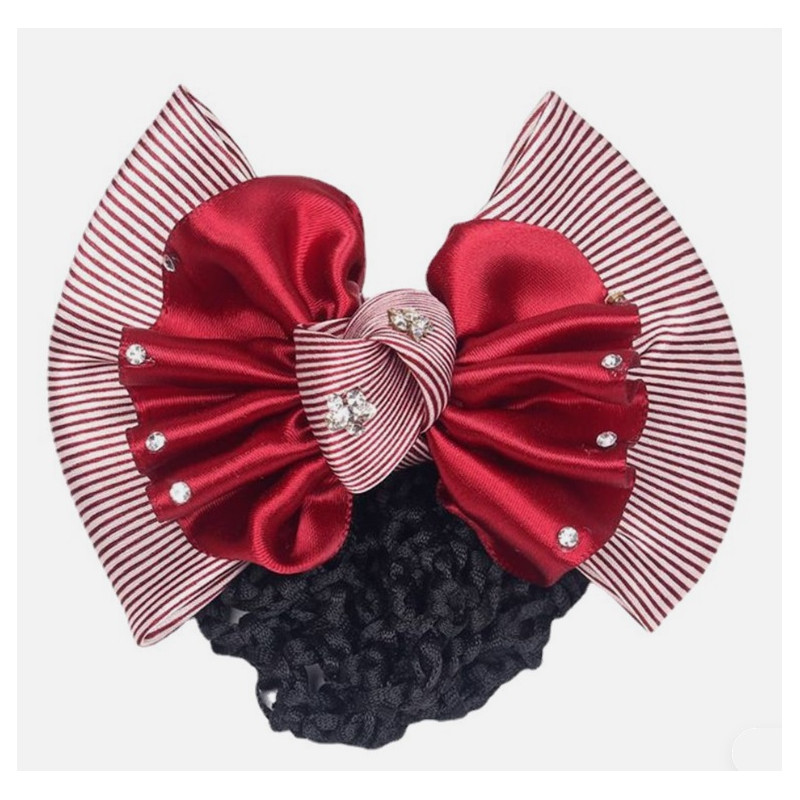 Résille rouge rayé strass pour cheveux