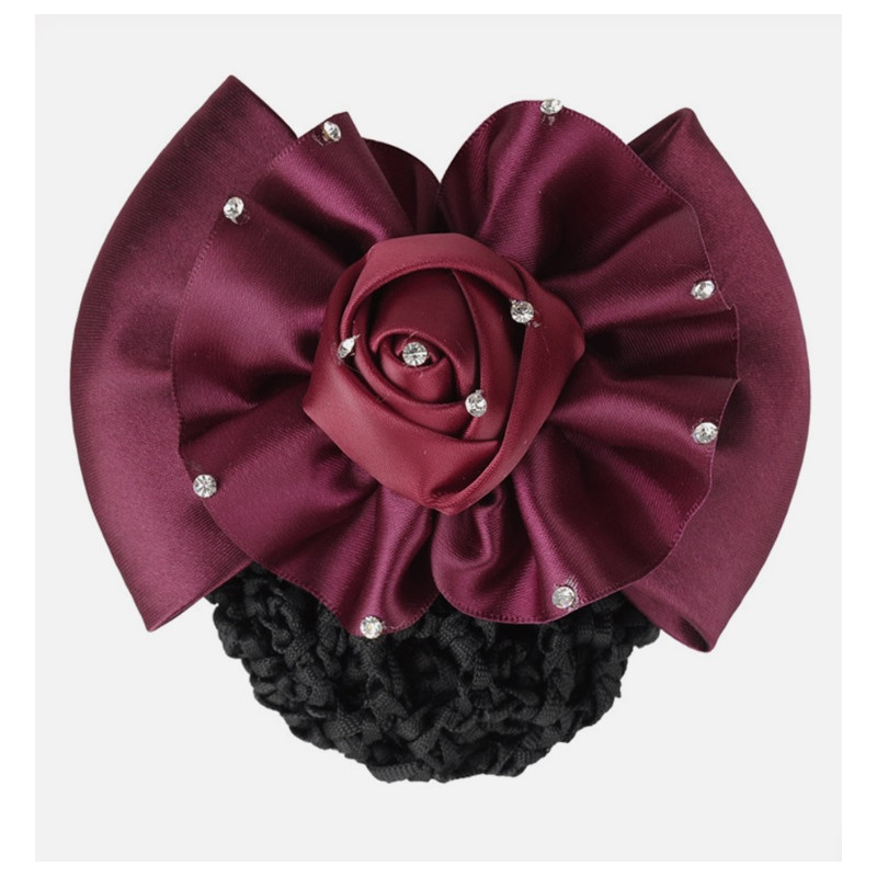 Résille rose bordeaux strass pour cheveux