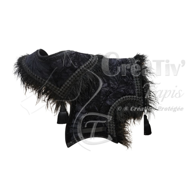 Ensemble tapis de surfaix et collier plumes noires
