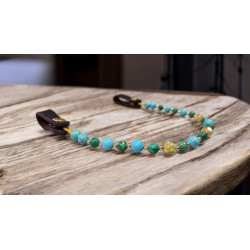 Frontal Lithothérapie n° 57 Oeil du Tigre/Howlite/Turquoise Africaine