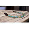 Frontal Lithothérapie n° 57 Oeil du Tigre/Howlite/Turquoise Africaine
