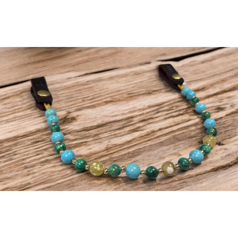 Frontal Lithothérapie n° 57 Oeil du Tigre/Howlite/Turquoise Africaine