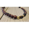 Frontal Lithothérapie n° 38 Obsidienne / Oeil du tigre acajou