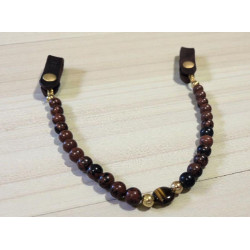 Frontal Lithothérapie n° 38 Obsidienne / Oeil du tigre acajou