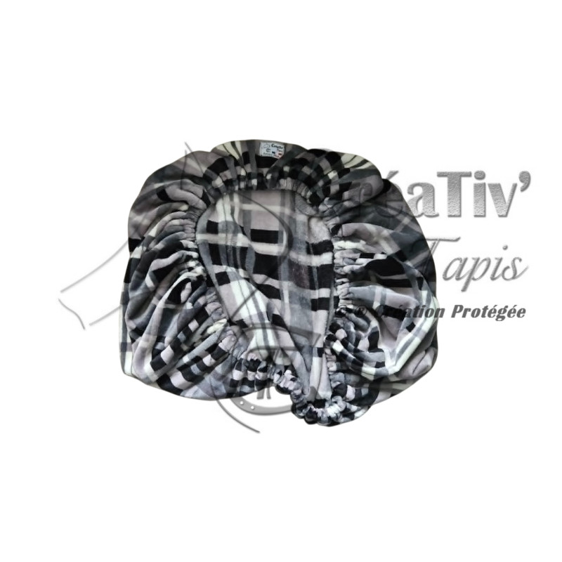 Housse de selle polaire carreaux gris