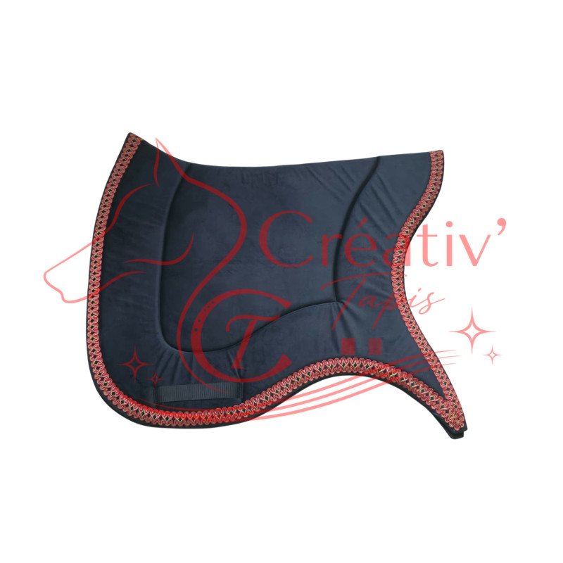Tapis Pointe ibérique velours noir et rouge