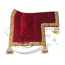 Ensemble Tapis Tricarré et collier velours framboise