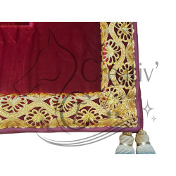 Ensemble Tapis Tricarré et collier velours framboise